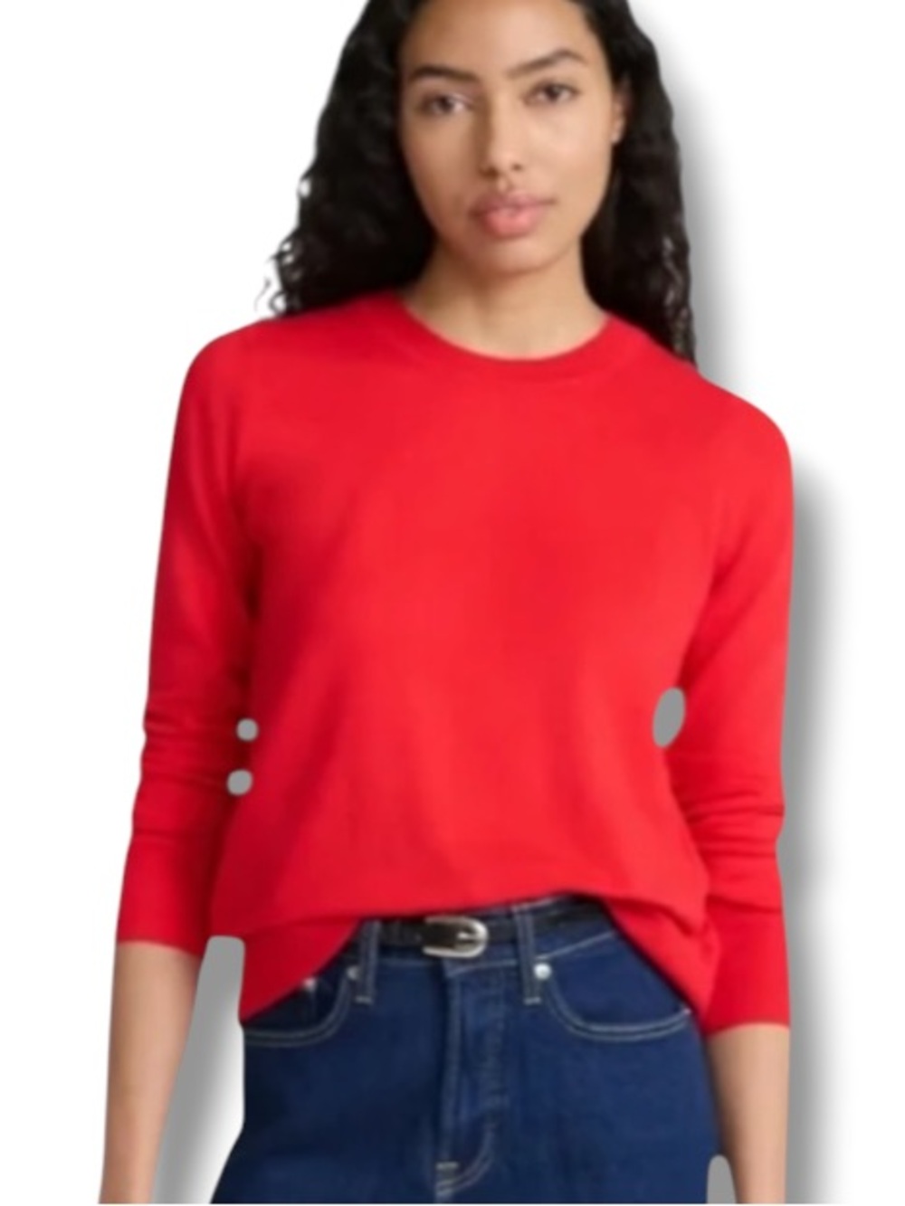 Free Assembly Women's Bright Red Long Sleeve Crewneck Sweater